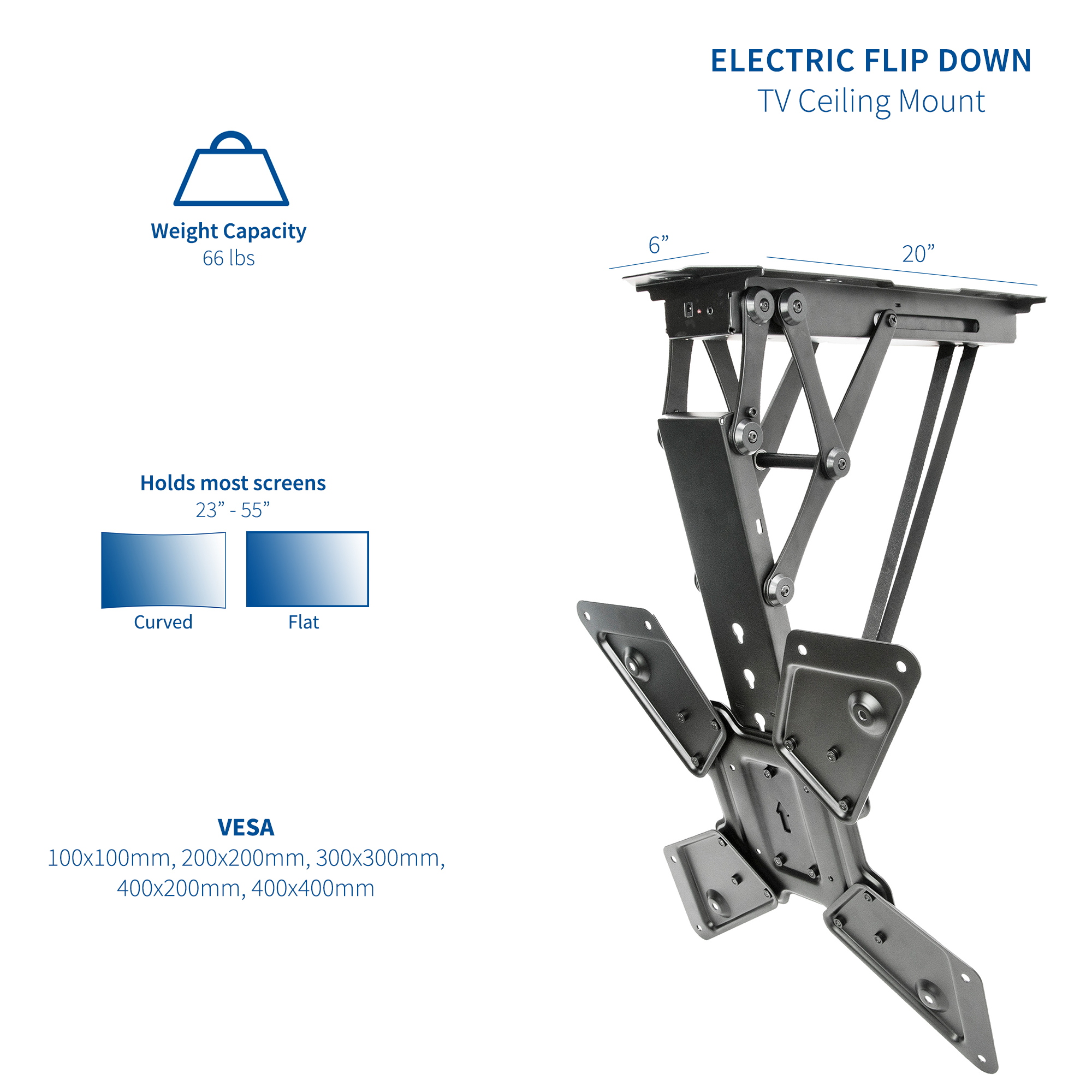 Vivo Electric Motorized Flip Down Pitched Roof Ceiling Tv Mount