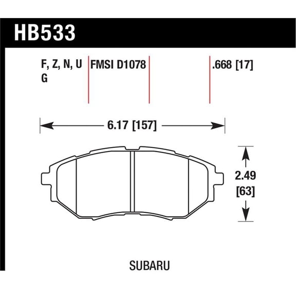 Hawk 05-08 LGT D1078 Performance Ceramic Street Front Brake Pads Fits select: 2015 SUBARU OUTBACK, 2015 SUBARU LEGACY