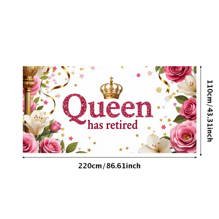 LUUFILx Queen Retirement Celebration Banner Backdrop Decorations Party Supplies Photography Props Regal Gold and Purple Design Background Event Decor
