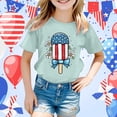 thumbnail image 2 of Girls' Short Sleeve Cotton Tee with American Flag & Bow Print – 4th of July Independence Day Casual Top, Round Neck Blouse for Everyday Wear & Party Outfits (2-12 Years), 2 of 4