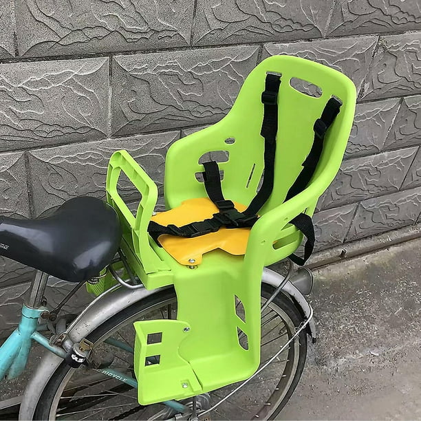 Rear Child Bike Seat Bicycle Baby Safety Carrier with Handrail for Children Toddlers Kids Green L