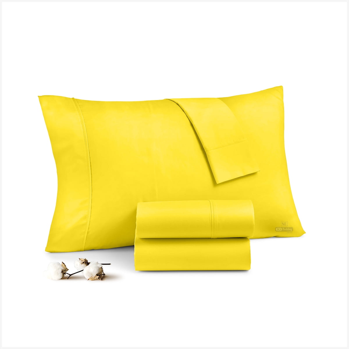 SGI Pillow Case Yellow Solid 600 TC Queen Pillowcase 2 Piece