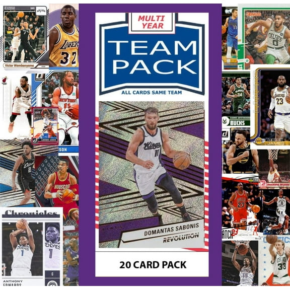 20 Card Multiyear Team Pack Sacramento Kings 2025 2026 2024 Topps Panini Sabonis