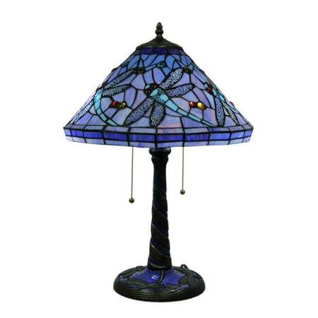 Beautiful Blue Twin Bulb Stained Glass Dragonfly Table ...