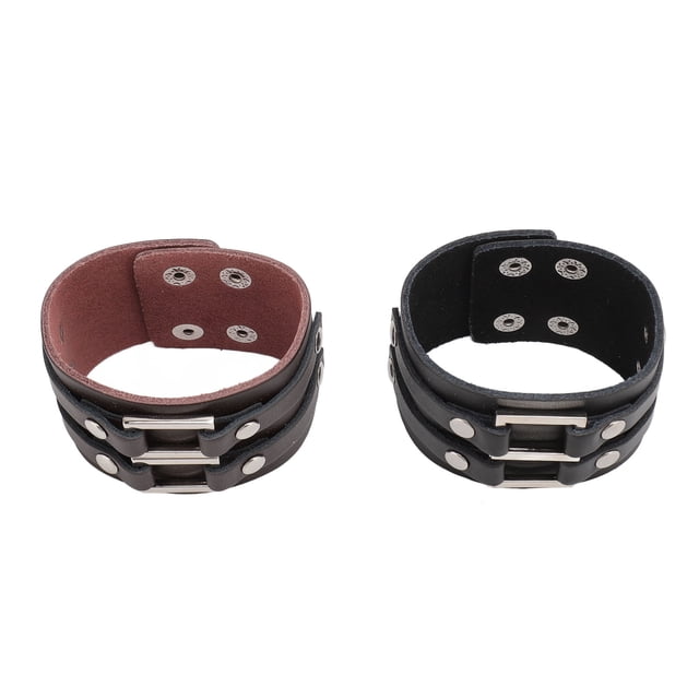 Pulseras Punk Del Abrigo Del Puño, Pulsera De Cuero De La PU Punk Elegante Marrón Negro 2pcs Para Las Mujeres