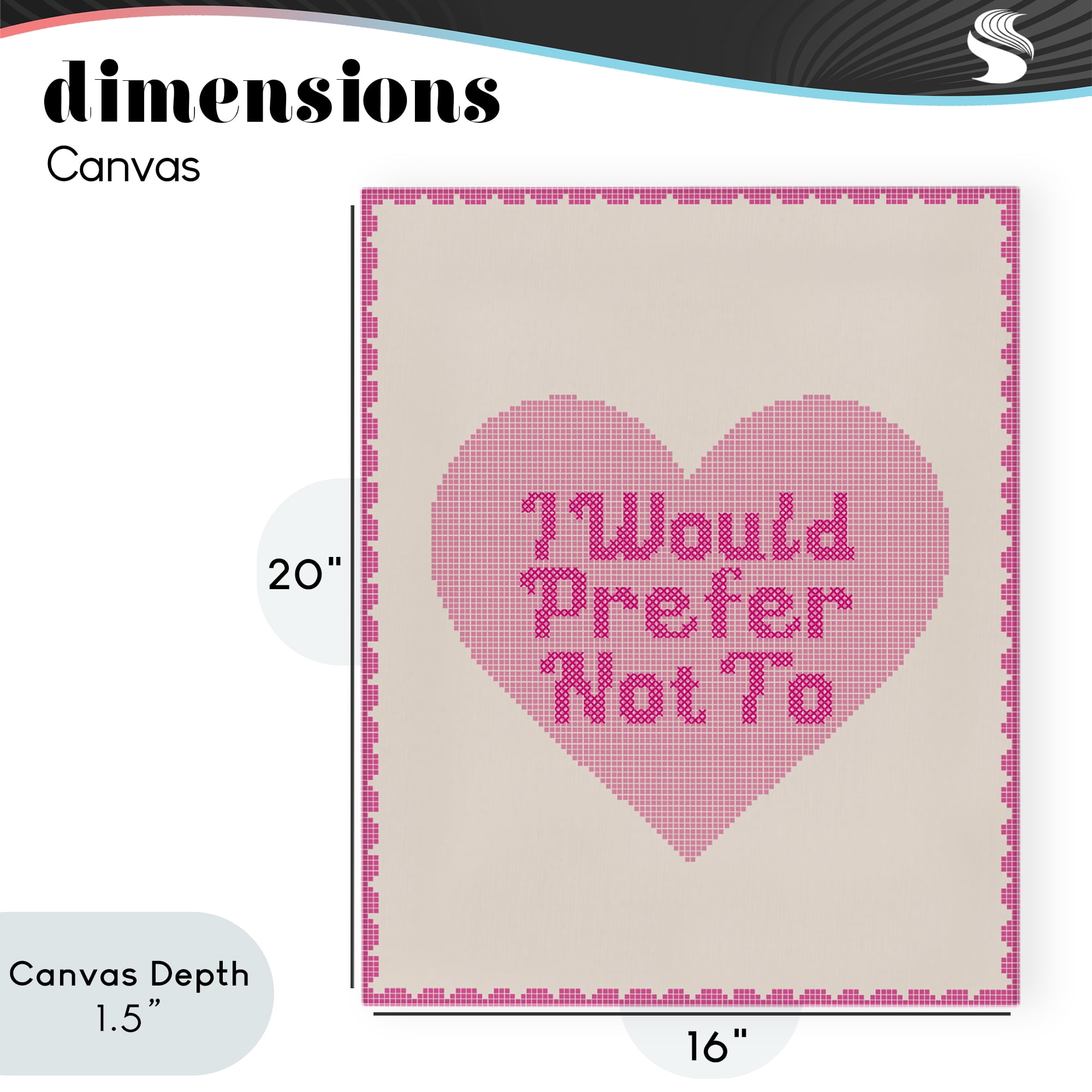 Stupell Industries I Would Prefer Not To Pink Heart Canvas Wall Art, design by Lil' Rue