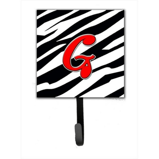 Carolines Treasures CJ1024-GSH4 Letter G Initial Monogram - Zebra Red Leash Holder Or Key Hook