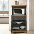 thumbnail image 3 of Pemberly Row Wood Microwave Kitchen Cart with Open Storage in Gray Oak, 3 of 5