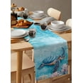thumbnail image 6 of Ocean Turtle Table Runner Cotton Linen 36 Inch Holiday Dresser Scarves, Underwater Animals Coral Starfish Colorful Tablerunner for Kitchen Coffee Dining Bedroom Dinner Scarf Décor 13''x36'', 6 of 9