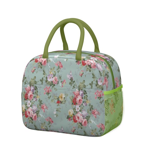 Womens Pioneer Flower Floral Print Pattern Lunch Box for Work,Insulated Lunch Bag for Women,Loncheras Para Mujer,Leakproof Adult Lunch Bag for Work,Beach,Travel,Picnic,Camping