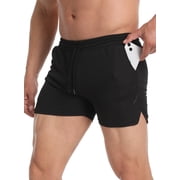 Hood Crew Mens Workout Shorts Fitness Runing Gym Traning Shorts with Pockets Black S