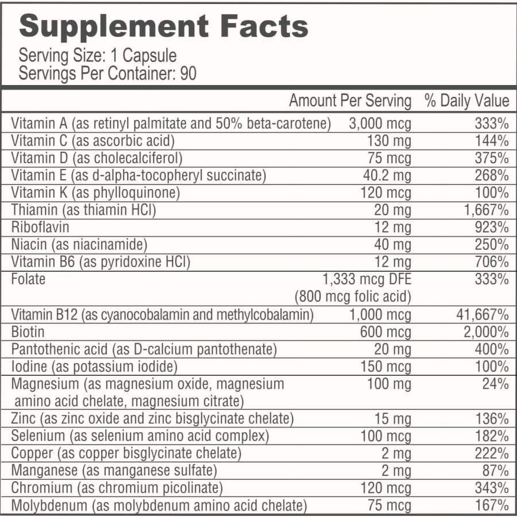 BariatricPal Multivitamin ONE "1 per Day!" Bariatric Multivitamin Capsule - Iron Free Size: 6-Month Supply