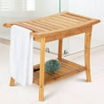 "OasisSpace Bamboo Shower Bench, 24"" Waterproof Chair with Storage