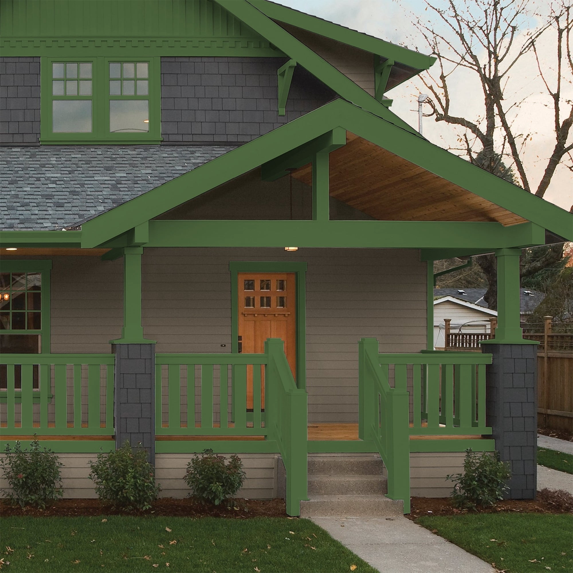 Glidden One Coat Mountain Forest / Green Semi-Gloss Exterior Paint with Primer, 1 Gallon