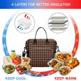 thumbnail image 4 of Brown and Black Checkered Pattern Insulated Leakproof Lunch Box for Women, Large Lunch Bag for Tween Teen Adult, Loncheras Para Mujer for Work Beach Travel Picnic Camping, 4 of 5
