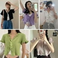 thumbnail image 4 of Women‘s Knitted Short-sleeved jacket Outer Wear Lace Cardigan Jacket  Black, 4 of 6
