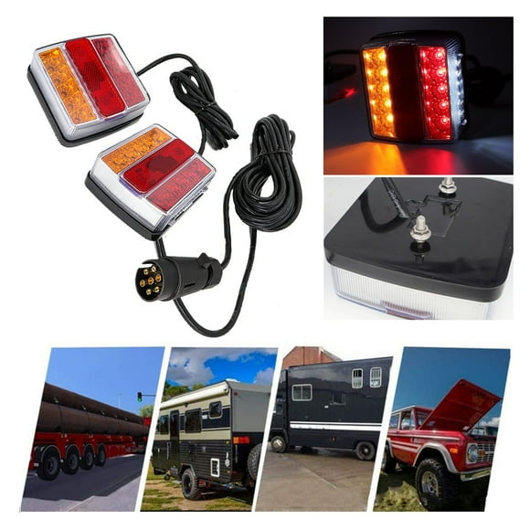 1 Set 10m 7 Pin 12V 16 Led Trailer Towing Light Kit Rear Stop Tail Turn Signal Lights License Number Plate Lamp Truck RV ,Durable Material