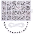 thumbnail image 2 of 1200Pack Alphabet Letter Beads Set ,Elastic Cord Heart Acrylic, 4x7mm for Finding Necklace Black letters, 2 of 8