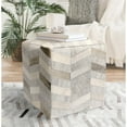 thumbnail image 3 of Pasargad Home Galaxy Zig-Zag Cowhide & Sari Silk Pouf Ottoman in Silver, 3 of 5