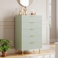 thumbnail image 4 of Modern 5-Drawer Wood Dresser with Gold Handles and Base, Tall Storage Cabinet for Bedroom, Living Room, Closet, Hallway, Entryway, Green, 4 of 7