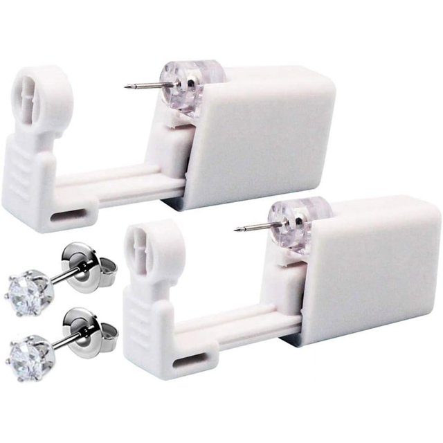 LAICAIW Self Ear Piercing Gun Ear Piercing Gun Kit Nose Piercing Gun Disposable Self Safety Ear Piercing Gun Kit Tool With Earrings 2 Pack