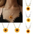 thumbnail image 3 of GKNET Fashion Sunflower Pearl Pendant Necklace Chain Elegant Women Party Delicate Jewelry Gift-Gold Pearl Necklace, 3 of 9