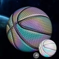 thumbnail image 2 of Pelota de baloncesto reflectante holográfica de colores, pelota de baloncesto de cuero PU resistente al desgaste, brillante para interiores y exteriores Fivean unisex, 2 of 2