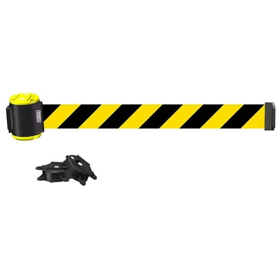 Banner Stakes MH1507 15 ft. Magnetic Wall Mount Diagonal Stripe Banner - Yellow & Black