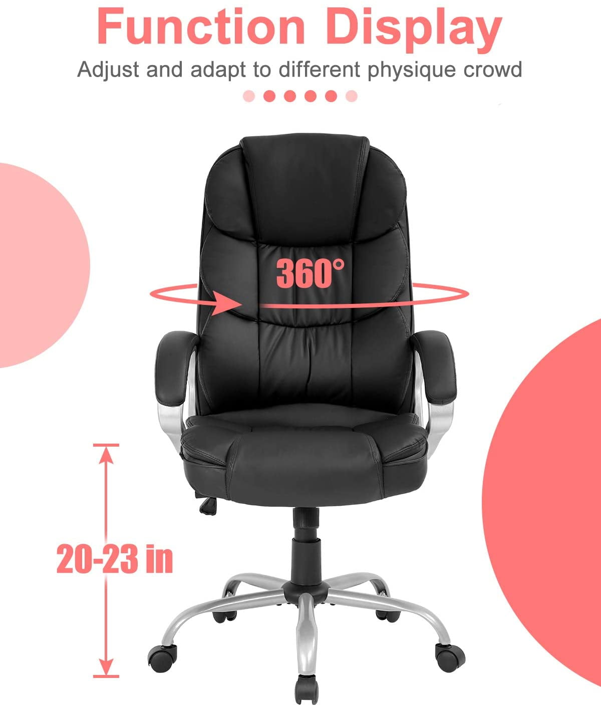  Duoku Massage Office Chair Big and Tall Desk Chairs with Wheels  350lb Comfortable Lumbar Support Computer Chair Ergonomic Executive High  Back PU Leather Work Chair for Adults Women, Black (Black) 