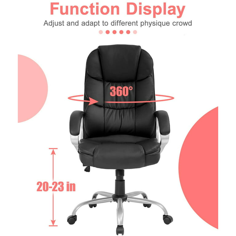  Duoku Massage Office Chair Big and Tall Desk Chairs with Wheels  350lb Comfortable Lumbar Support Computer Chair Ergonomic Executive High  Back PU Leather Work Chair for Adults Women, Black (Black) 