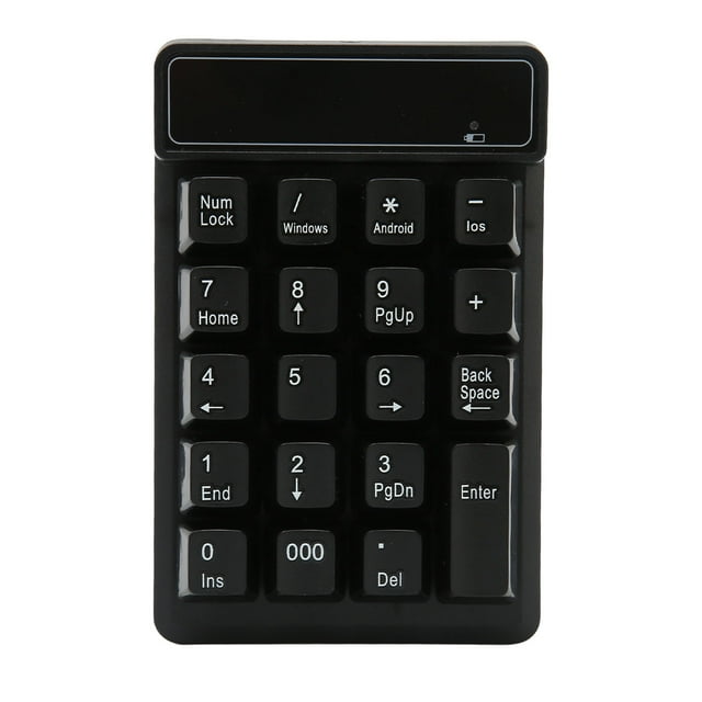 Teclado numérico inalámbrico negro de 19 teclas en forma de U BT4.0, teclado numérico compacto alimentado por batería para juegos, oficina, computadora