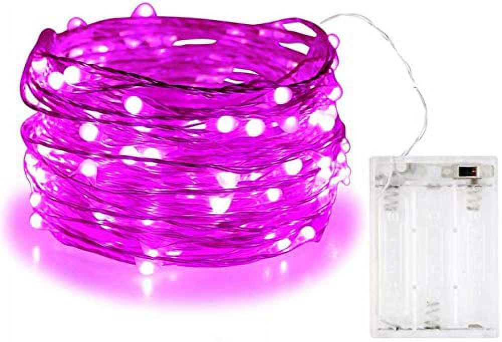 bolweo 10ft/3m 30leds pink led string light,battery operated fairy lights,waterproof outdoor indoor wedding party girls home christmas festival decorations lighting - image 2 of 3