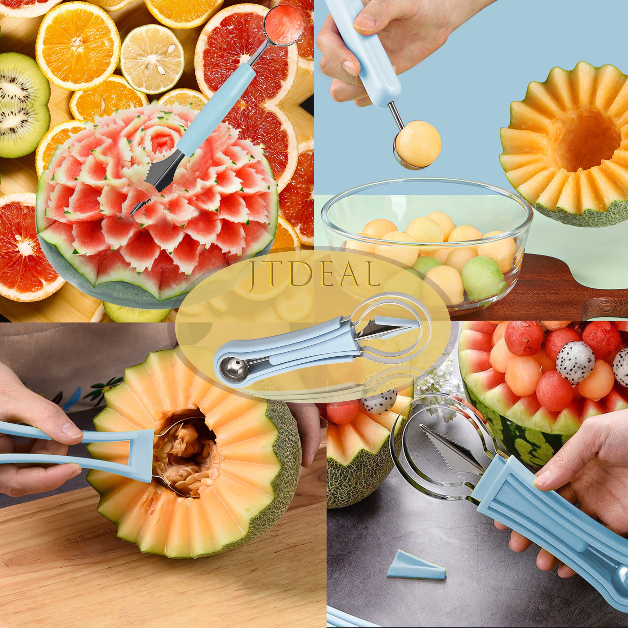 SanKitc 5 Pcs Melon Baller Tools Stainless Steel Kitchen Fruit Salad  Gadgets Including Fruit Carving Tool, Fruit Scoop, Apple Corer and Cherry  Corer