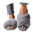 thumbnail image 3 of House Slippers for Women Memory Foam Open Toe Fluffy Shoes Fuzzy Indoor And Outdoor Slip On Soft Sole Womens Slippers, 3 of 9