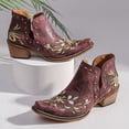thumbnail image 2 of SACFOF Cowboy Boots for Women Western Flower Embroidered Ankle Cowgirl Boots Snip Toe Chunky Heel Stitched Retro Classic Boot, 2 of 6