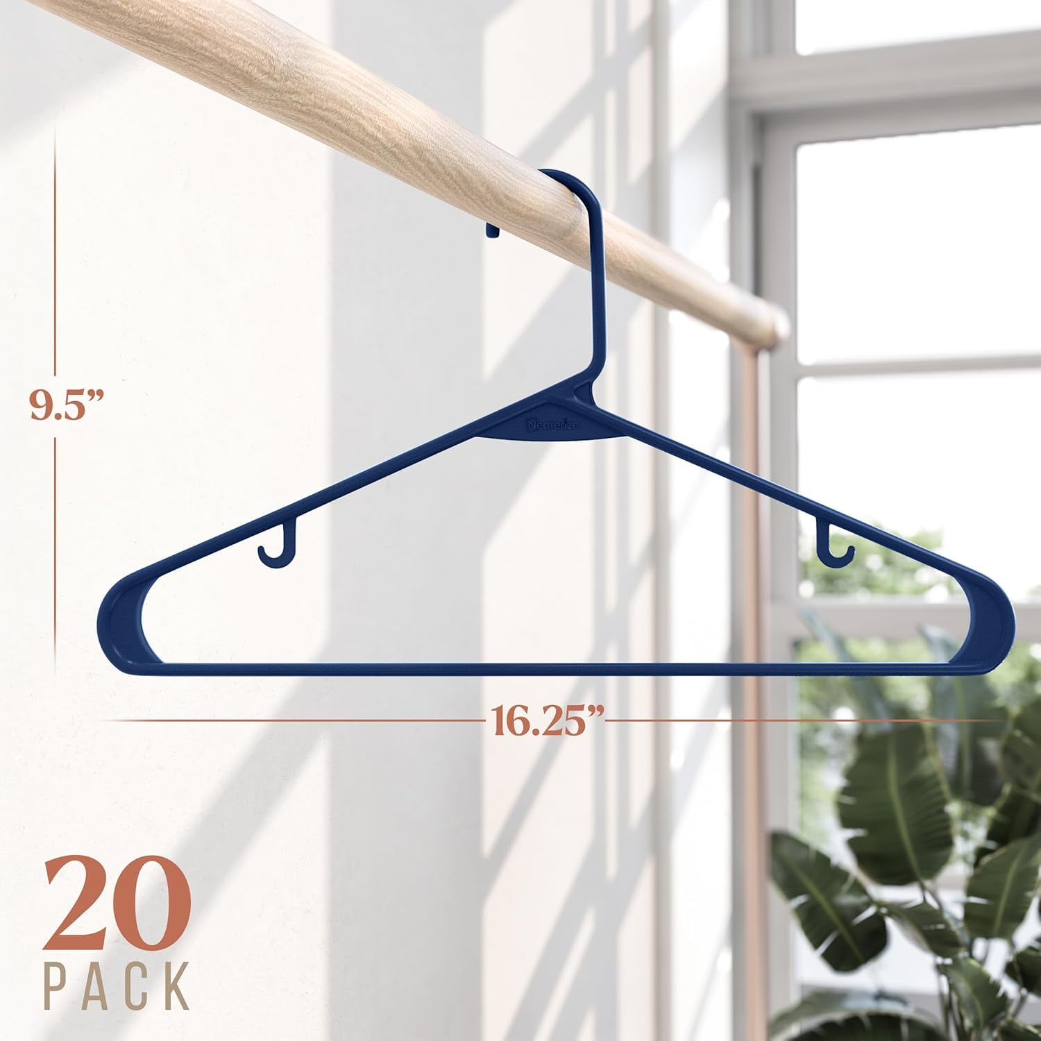 Plastic Hangers 20 Pack Navy - Clothes Hangers - Makes The Perfect Coat Hanger and General Space Saving Hangers for Closet and New Apartment Essentials - Percheros Ganchos para Colgar Ropa Hangars