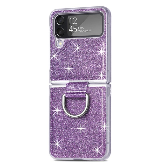 Funda ZHAOCHENG para Samsung Galaxy Z Flip 4 purpurina brillante protección delgada a prueba de golpes híbrido de PC duro suave TPU