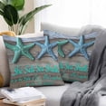 thumbnail image 2 of Blue Green Starfish Outdoor Pillow Covers Pack of 2 Coastal Ocean Farmhosue Wood Plank Waterproof Throw Pillow Covers Decorative Cushion Cases for Patio Garden Tent Balcony Couch 24x24 inch, 2 of 8