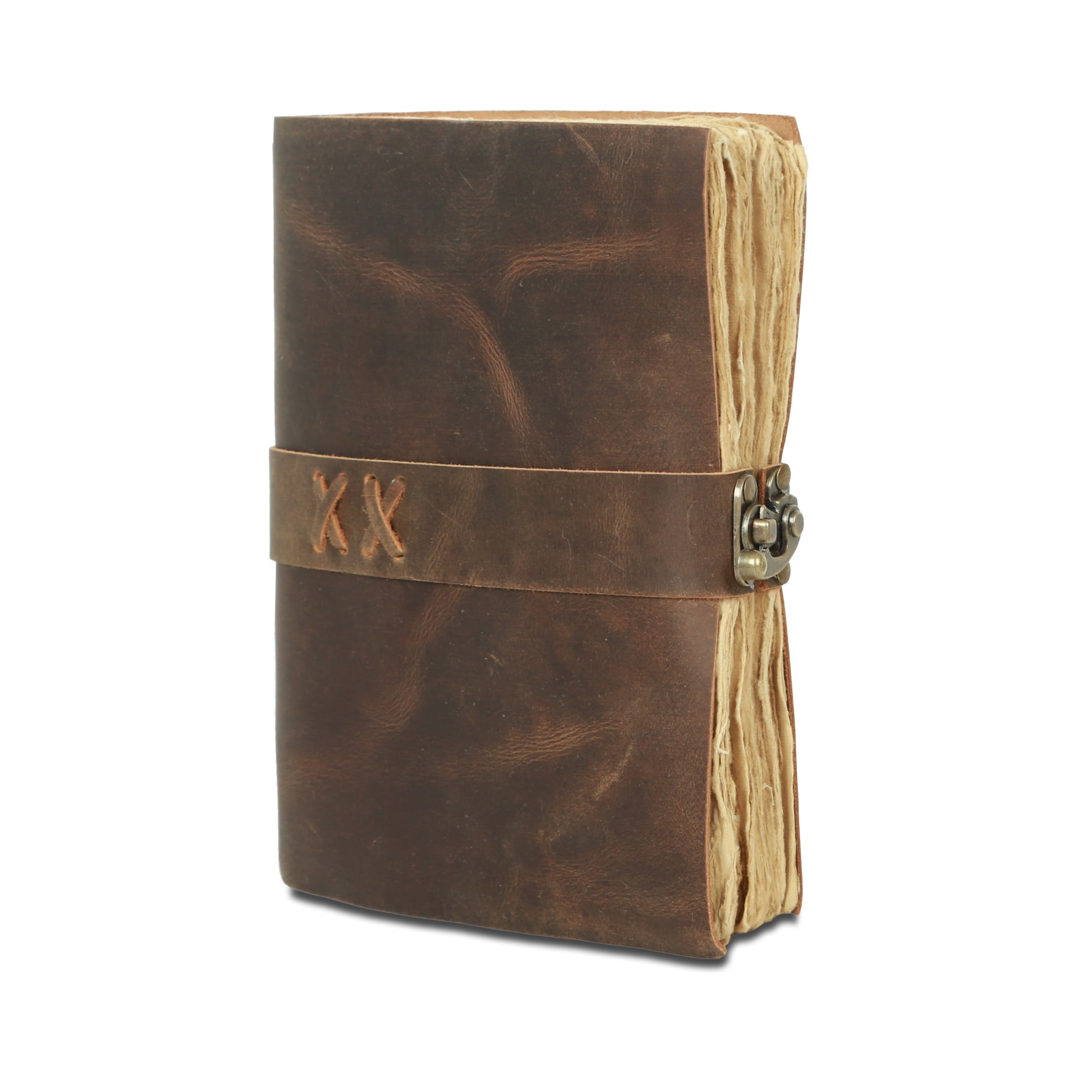 Vintage Leather Journal Handmade Buffalo Non-Refillable Deckle Edge Paper – Leather Bound Journal for Women Men C-Lock Closure Ideal for Writing & Travel for Artists