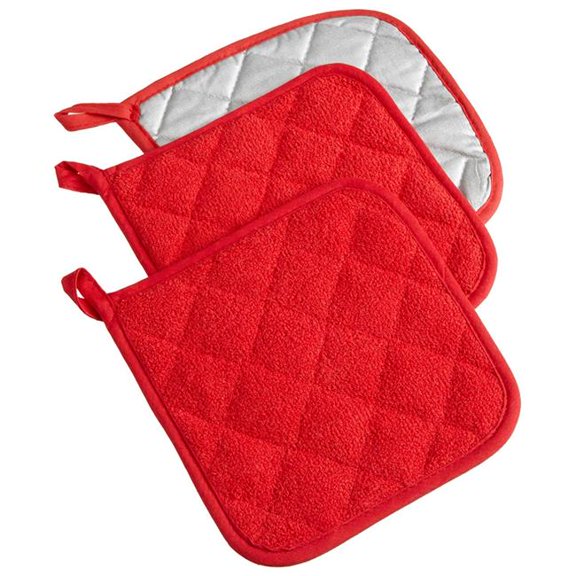 Design Imports CAMZ75304 Red Terry Potholder - Set of 3