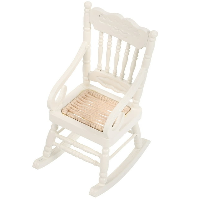 Mecedora de madera en miniatura a escala 1/12 (blanca)