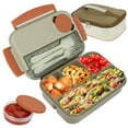 thumbnail image 1 of Lunch Box with 4 Compartment Sauce Cup Leakproof Bento Lunch Box Microwave Safe Bento Box Container Dishwasher Safe Reusable Food Storage Box with Utensil Set Storage Bag for Adults Kids, 1 of 9