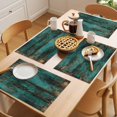 thumbnail image 5 of Teal Brown Wood Print Placemats Set of 12 Simple Vintage Plank Place Mats Indoor Wipeable Table Mats Washable Cloth Dining Table Placemats for Kitchen Holiday Party Home Decor 13x19 Inch, 5 of 8