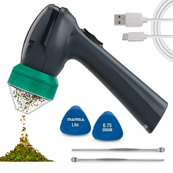 Mamba Lite 0.75g Tête Tout Plastique Grise Broyeur d'Herbes Électrique USB. Petite Machine à Herbes Portable & Moulin à Épices pour la Cuisine