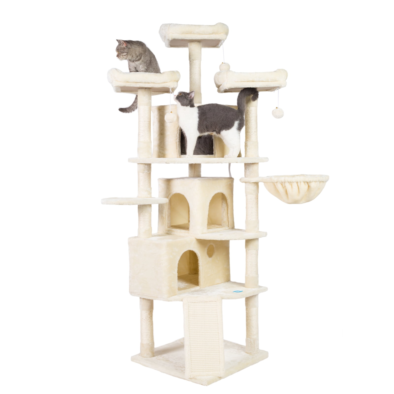 Board Cat Tower with 3 Caves Hey-brother XL Size Cat Tree Activity Center Stable for Kitten/Gig Cat Scratching Posts 3 Cozy Perches 