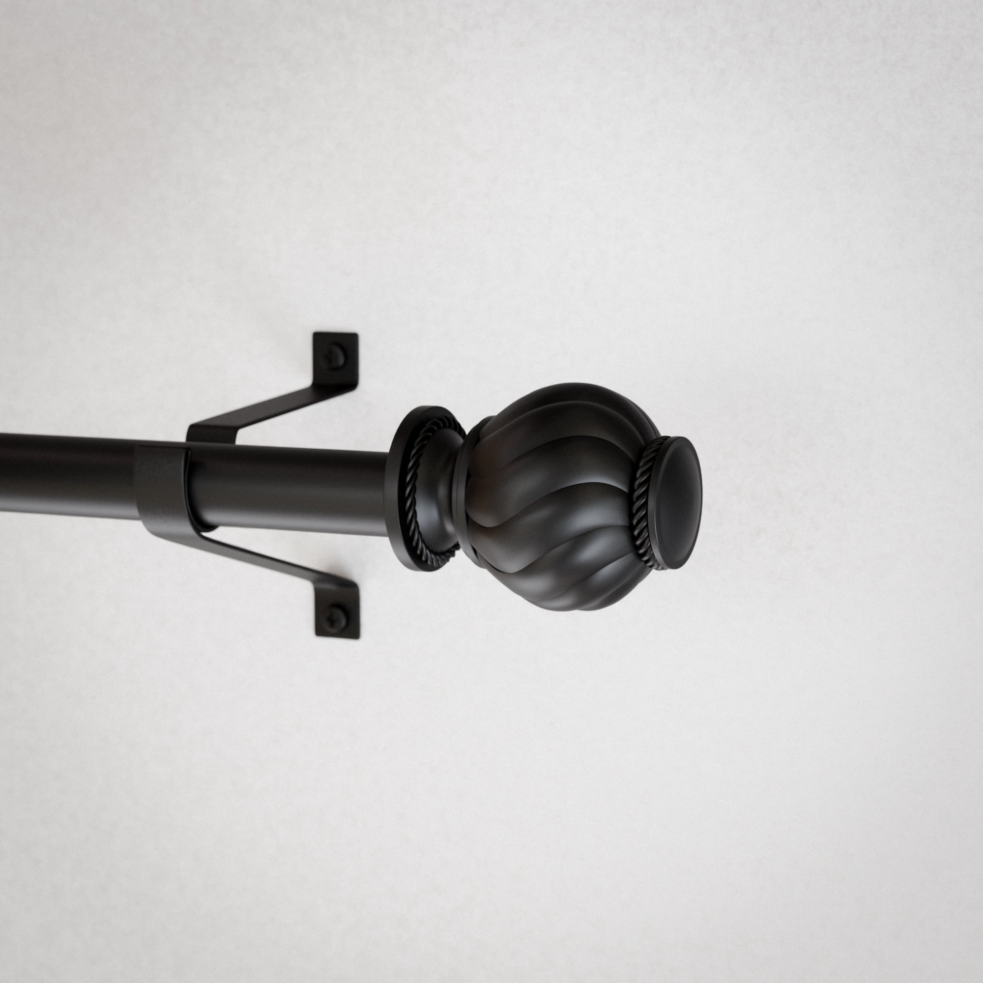 Mainstays 3/4 in Black Knob Adjustable Single Curtain Rod Set, 30-84 in
