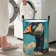 thumbnail image 5 of Fotbe Blue Watercolor Duck Cesto de Ropa con Asas, Cesto Impermeable de Gran Capacidad, Bolsa de Lavado para Dormitorio, Cesto de Ropa con Ruedas y Asas-Small, 5 of 6