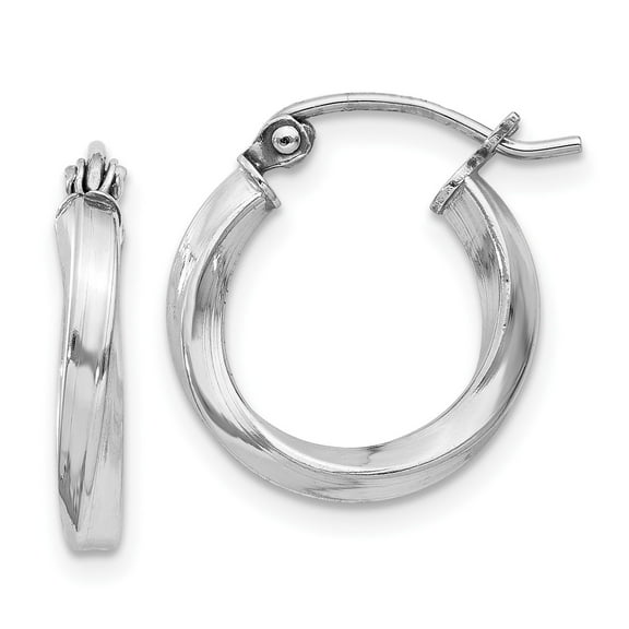 925 Sterling Silver Rhodium Plated Women's 2.5mm Twisted Tube Hoop Earrings | 15mm