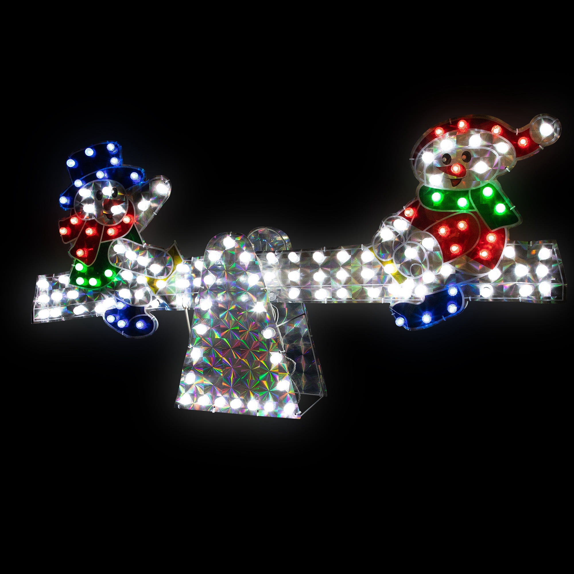 Northlight Lighted Holographic Snowmen on See Saw Outdoor Christmas Decoration - 46" - Multicolor
