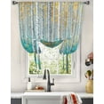 thumbnail image 3 of Teal Yellow Oil Painting Tie Up Curtains for Kitchen Bathroom Bedroom Windows 63 Inch Length, Contemporary Abstract Art Balloon Drape Curtains Shade Rod Pocket Drapery Curtain Panel, 52"x63", 3 of 7